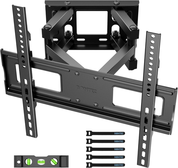BONTEC TV Wall Mount Swivel & Tilt for 23-70 Inch TVs (Max. 45 kg) (Full Motion Dual Arm Mount – VESA up to 400x400, Extendable up to 38 cm.)