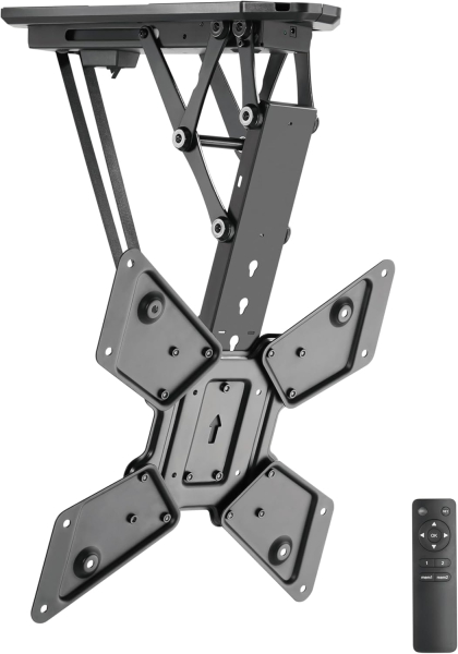 RICOO Electric TV Ceiling Mount (SE0544) for 32–55 Inch TVs (Motorized Fold-Down Mount with Remote Control – Ideal for Sloped & Flat Ceilings up to 30 kg)