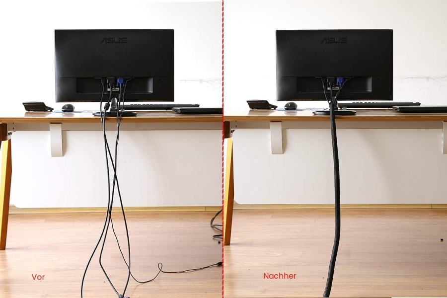 Alex Tech Self-Closing Cable Sleeve 13mm x 3.1m (Woven Cable Wrap) (Cuttable Cable Protector for TV, PC & Car – Heat Resistant & Bite Proof against Cats.)