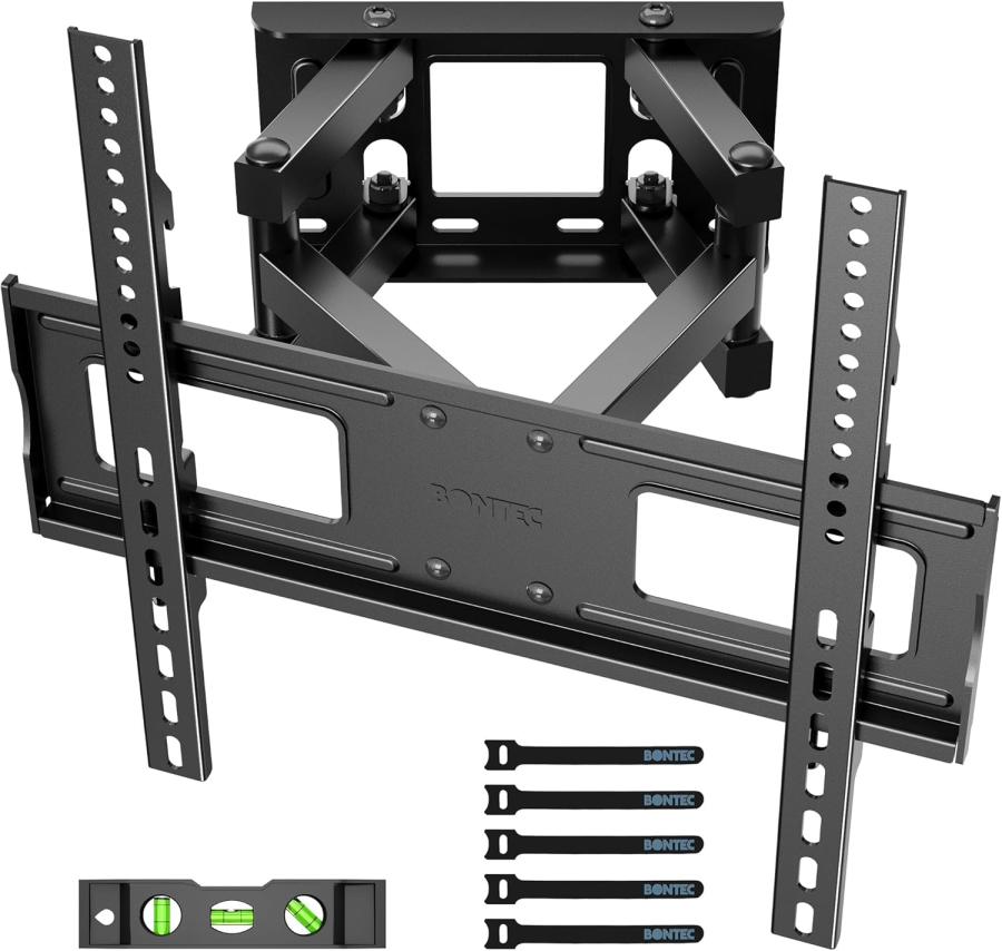 BONTEC TV Wall Mount Swivel & Tilt for 23-70 Inch TVs (Max. 45 kg) (Full Motion Dual Arm Mount – VESA up to 400x400, Extendable up to 38 cm.)