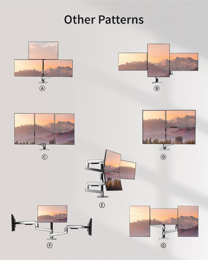 Ergounion 3-Monitor Mount (Aluminum) for 13–40 Inch (Premium Desk Mount for Three Monitors up to 11.3 kg Each – With Durable Mechanical Spring.)