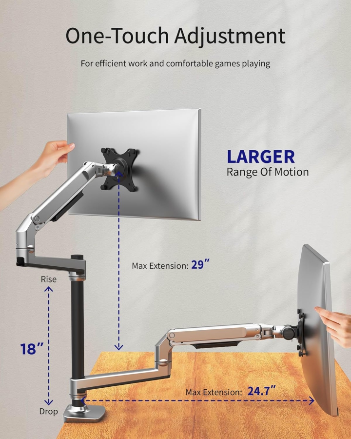 Ergounion Dual Monitor Desk Mount (Aluminum) for 13–40 Inch (Vertical & Horizontal) (Premium Dual-Arm Mount made of High-Quality Aluminum)