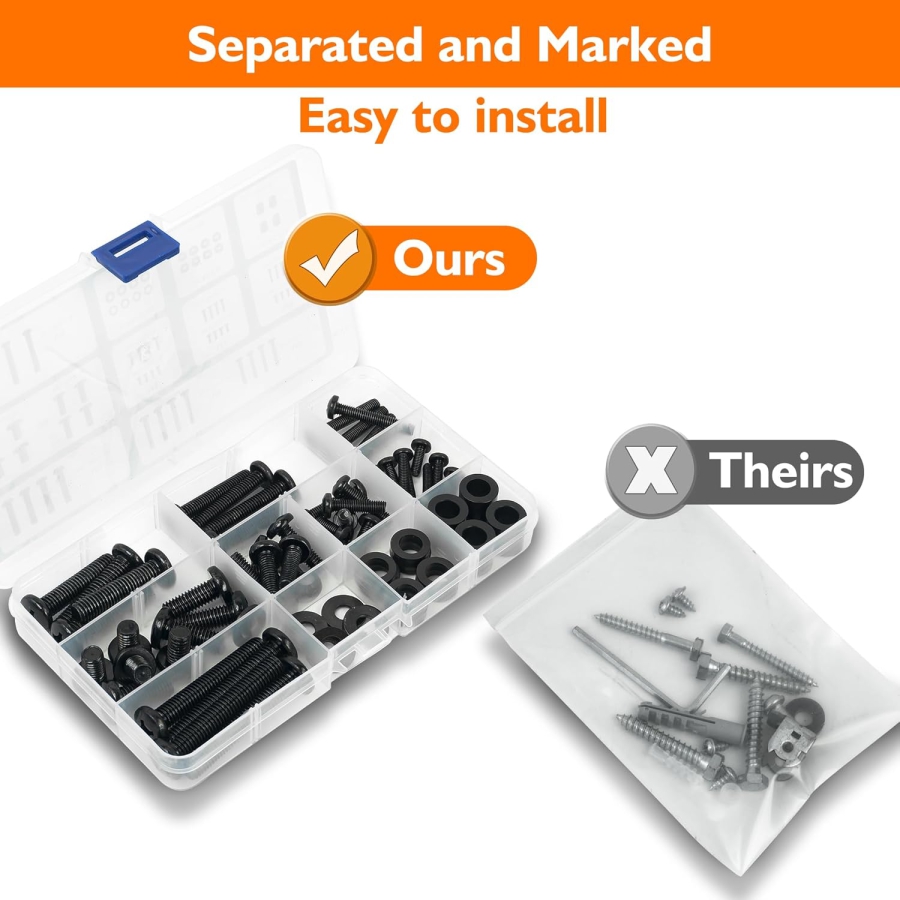 GINKGO Universal VESA Screw Set for TV & Monitor (M4, M5, M6, M8) (68-Piece Mounting Kit for Wall Mounts & Stands – Compatible up to 80 Inches.)