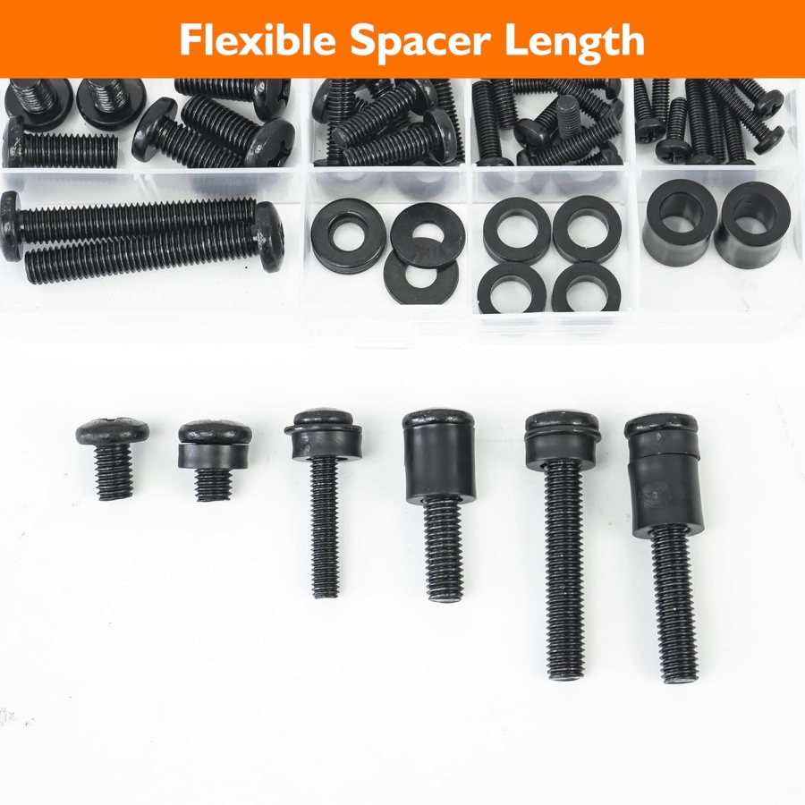 GINKGO Universal VESA Screw Set for TV & Monitor (M4, M5, M6, M8) (68-Piece Mounting Kit for Wall Mounts & Stands – Compatible up to 80 Inches.)