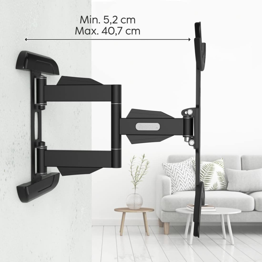 Hama TV Wall Mount Swivel & Tilt for 32-65 Inch TVs (Fullmotion) (Extendable up to 40.7 cm – VESA 400x400, 35 kg load capacity – Incl. Fischer plugs & 10-year warranty.)