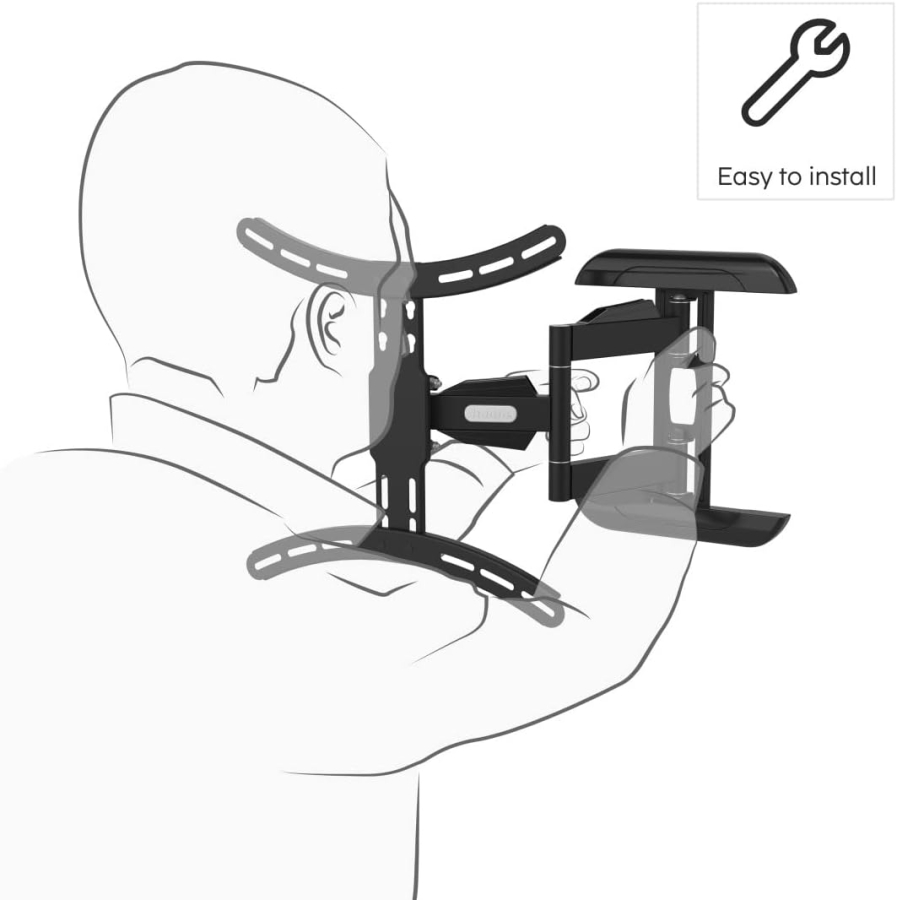 Hama TV Wall Mount Swivel & Tilt for 32-65 Inch TVs (Fullmotion) (Extendable up to 40.7 cm – VESA 400x400, 35 kg load capacity – Incl. Fischer plugs & 10-year warranty.)