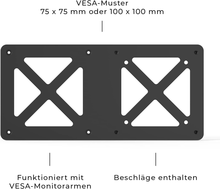 HumanCentric VESA Extension Plate for Intel NUC Mini PC (Monitor Arm Mounting) (Adapter plate for mounting the NUC behind the monitor – VESA 75x75 & 100x100 mm)