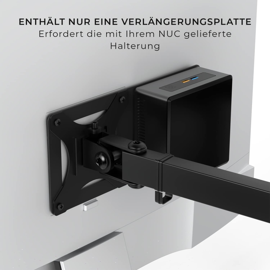 HumanCentric VESA Extension Plate for Intel NUC Mini PC (Monitor Arm Mounting) (Adapter plate for mounting the NUC behind the monitor – VESA 75x75 & 100x100 mm)