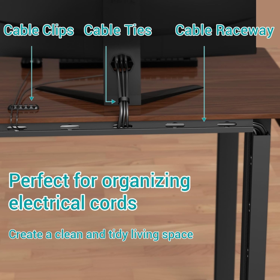 Magnetic Black Cable Raceway 4-Pack for Desk & TV (4x 40cm) (Innovative Cable Management: Magnetic, Self-Adhesive, or Screw-Mount – With Improved Large Holes.)
