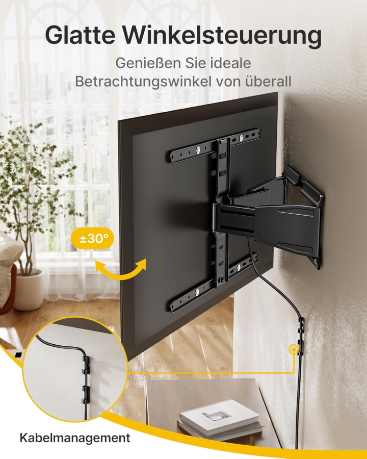 monTEK Ultra Slim TV Wall Mount for 43-90 Inch (Only 2 cm Wall Distance) (Extremely Flat Design (0.77") with Full-Motion Articulating Arm – 50 kg Load Capacity, VESA 600x400.)