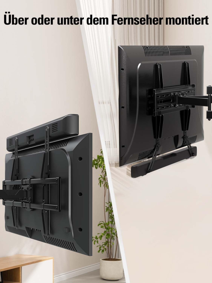 Mounting Dream Universal Soundbar Mount for Mounting Above/Below TV (MD5420-03) (Flexible Attachment with L-Bracket & Extension – Rotatable by 180° up to 6.8 kg Load Capacity)