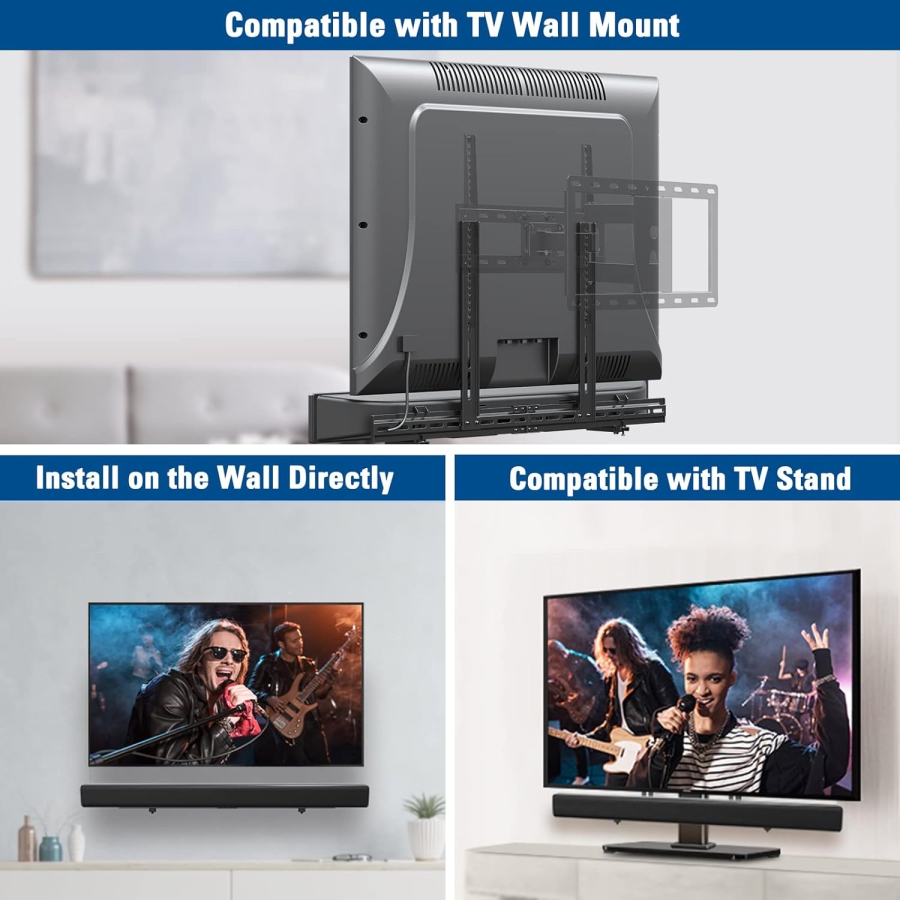 Mounting Dream Universal Soundbar Mount for Soundbars with & without Holes (MD5425-03) (Flexible mounting on TV, wall, or stand – Adjustable base up to 9 kg load capacity & VESA 800x400)