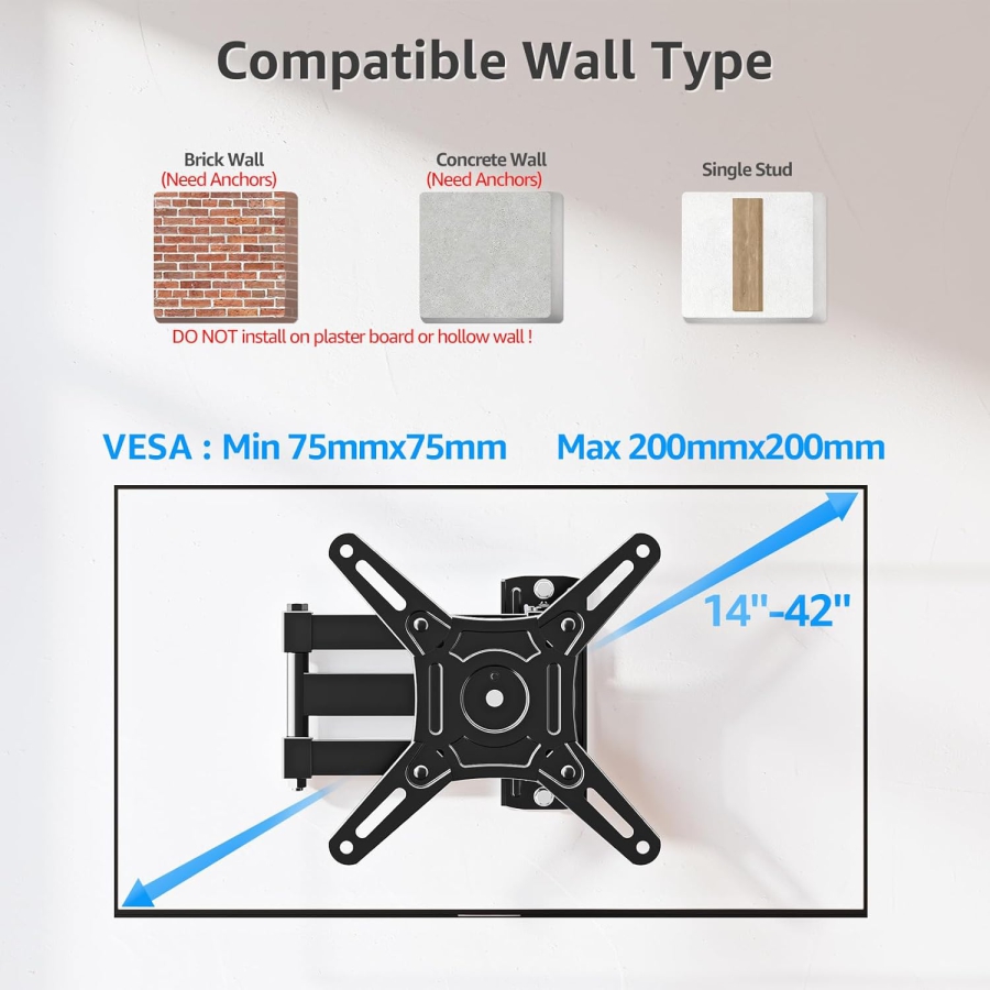 MOUNTUP TV Wall Mount: 180° Rotation for Portrait & Landscape Format