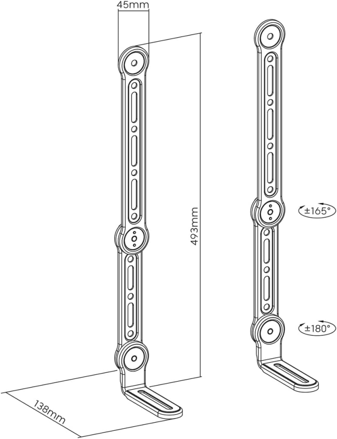 my wall Universal Soundbar Mount for TVs up to 49 Inch (HZ32-1L) (Space-saving attachment to the screen (Tilt & Swivel) up to 15 kg – With vibration protection & 20-year warranty)