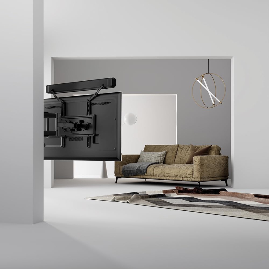my wall Universal Soundbar Mount for TVs up to 49 Inch (HZ32-1L) (Space-saving attachment to the screen (Tilt & Swivel) up to 15 kg – With vibration protection & 20-year warranty)