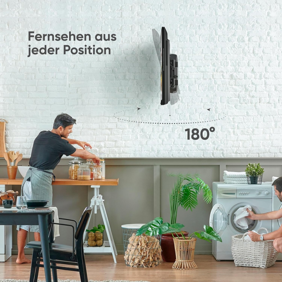 ONKRON TV Wall Mount Swivel & Tilt for 32-65 Inch TVs (M4R-B) (Full Motion: Rotatable to Portrait Mode, Extendable up to 49.6 cm – Load Capacity 41 kg, VESA 400x400)