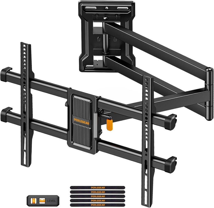 Perlegear Extra Long TV Wall Mount 70cm Extension for 32-65 Inch (Max. 60 kg) (Full Motion Corner Mount with 700mm Arm – ±90° Swivel, Tilt & VESA 400x400.)