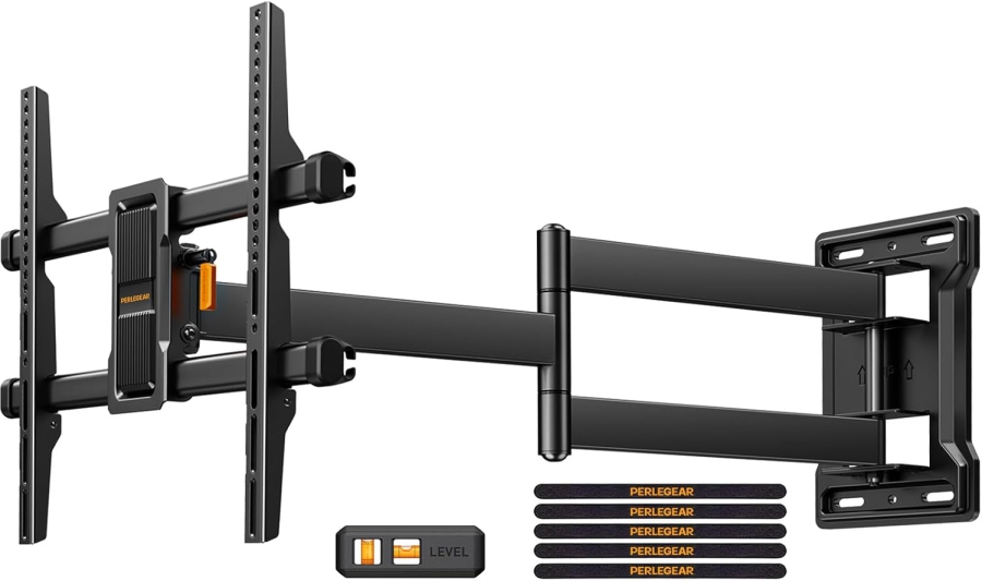 Perlegear Extra Long TV Wall Mount 70cm Extension for 32-65 Inch (Max. 60 kg) (Full Motion Corner Mount with 700mm Arm – ±90° Swivel, Tilt & VESA 400x400.)
