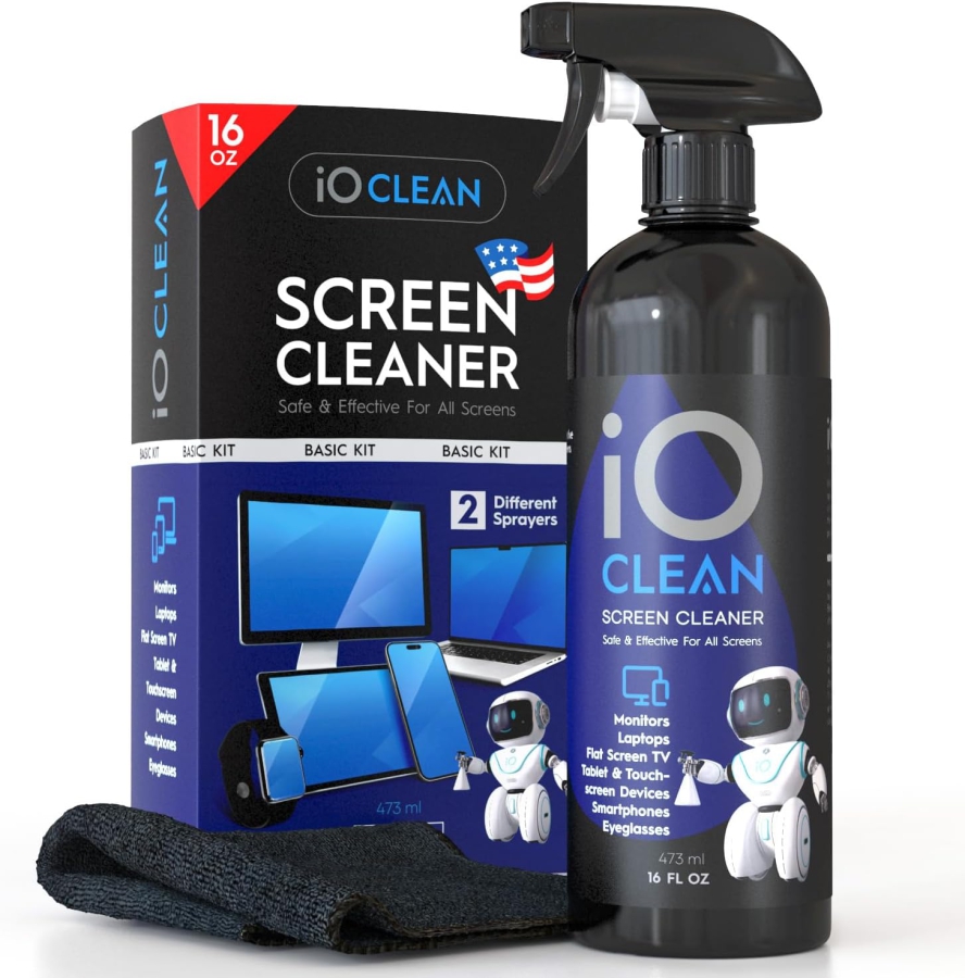 Premium Screen Cleaner Spray Set (473ml) incl. Microfiber Cloth (Streak-Free Care for LCD, OLED & VESA Monitors – Alcohol-Free Formula for Your Setup.)