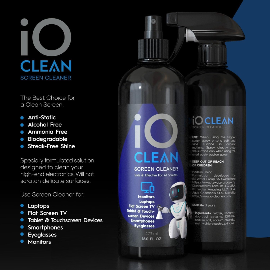 Premium Screen Cleaner Spray Set (473ml) incl. Microfiber Cloth (Streak-Free Care for LCD, OLED & VESA Monitors – Alcohol-Free Formula for Your Setup.)