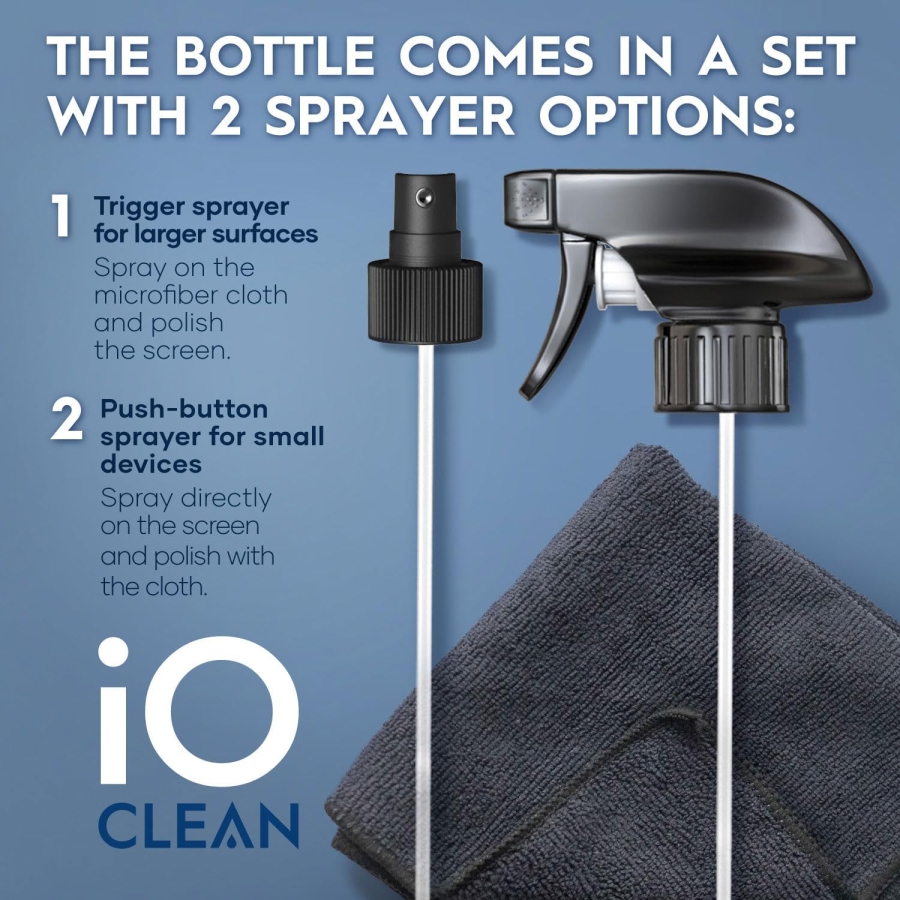 Premium Screen Cleaner Spray Set (473ml) incl. Microfiber Cloth (Streak-Free Care for LCD, OLED & VESA Monitors – Alcohol-Free Formula for Your Setup.)