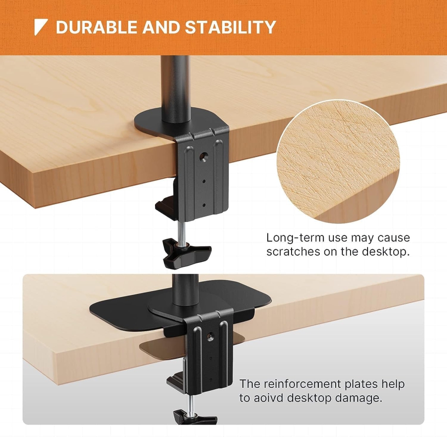 PUTORSEN Monitor Mount Reinforcement Plate for Thin & Glass Tabletops (Steel) (Protective plate for weight distribution with monitor arms – Suitable for clamps & grommet mounting.)
