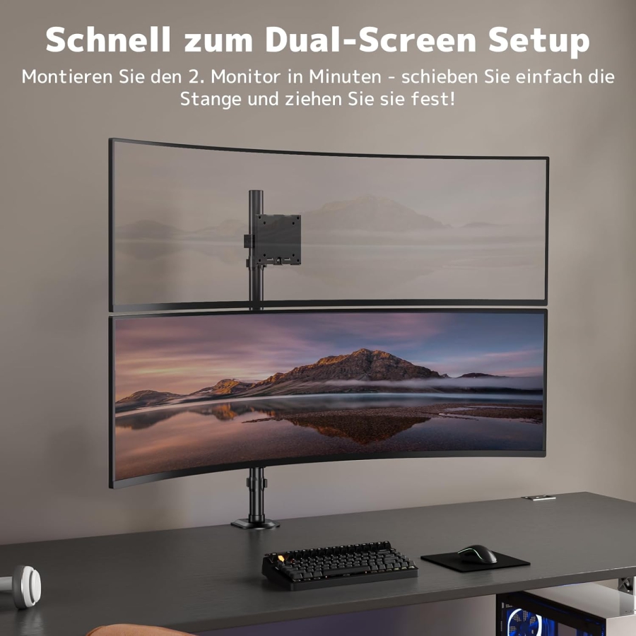 PUTORSEN Universal Steel Mount for Monitor Stands (17-32 Inch, 3.5 cm Pole) (Robust Single Arm up to 10 kg – VESA 75x75/100x100 mm, Tilt, Swivel & 360° Rotatable.)