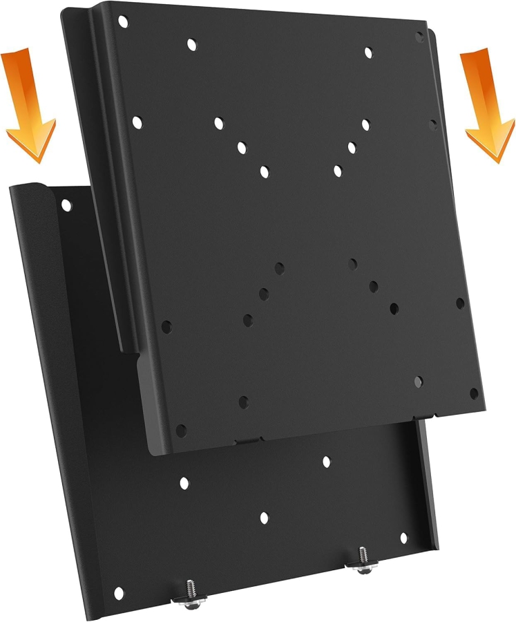 RICOO TV Wall Mount Ultra Slim F0522 for 32-55 Inch Flat Screens (Extremely flat, fixed monitor mount (14mm wall clearance) – VESA up to 200x200, 30kg load capacity.)