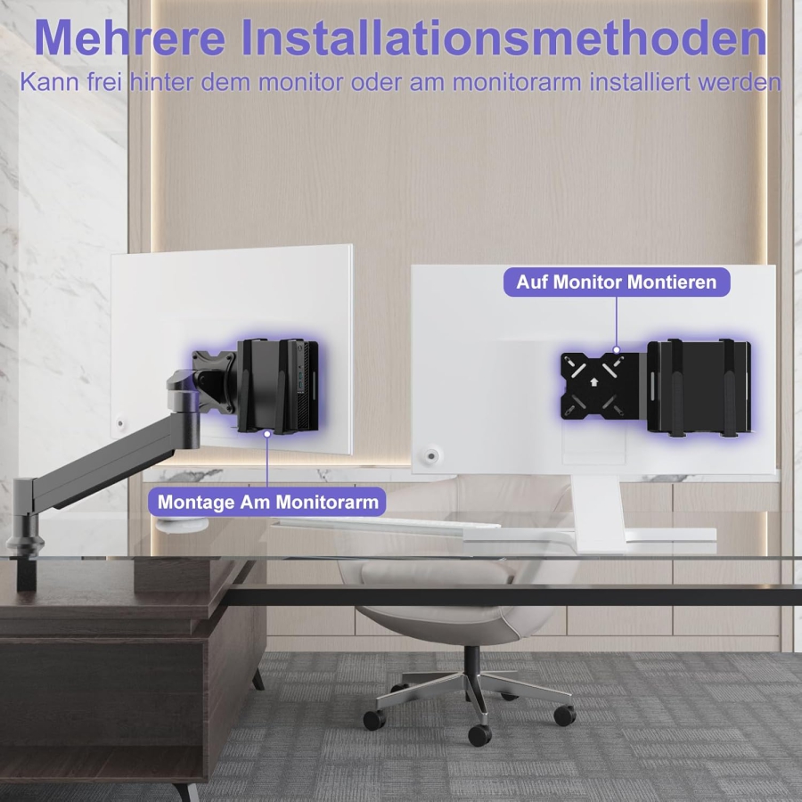 Universal VESA Mount for Mini PC, Modem & Thin Client (Dell, HP, Lenovo) (Adjustable Strap Mount for Devices up to 50 cm Circumference – Mount on Monitor Arm or Back)