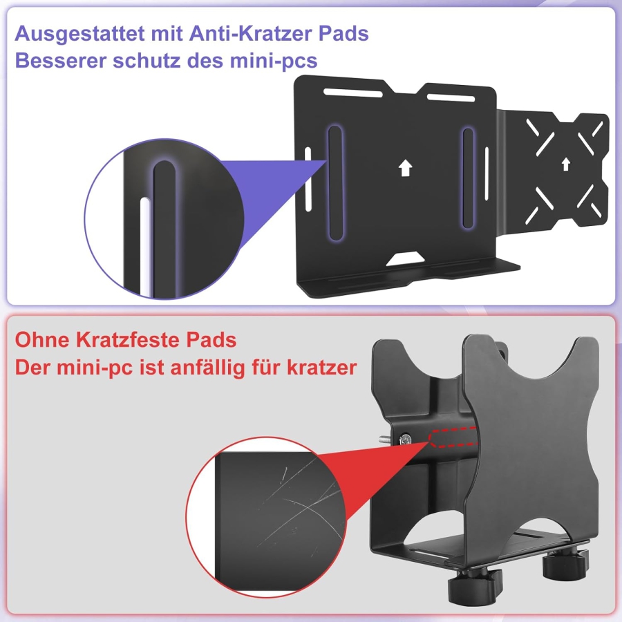 Universal VESA Mount for Mini PC, Modem & Thin Client (Dell, HP, Lenovo) (Adjustable Strap Mount for Devices up to 50 cm Circumference – Mount on Monitor Arm or Back)