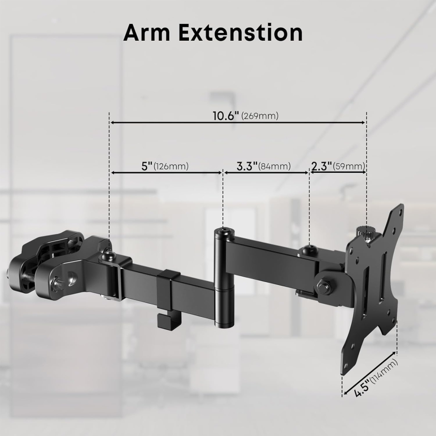 Universal VESA Pole Mount for 17-32 Inch Screens (Ø 28-60 mm) (Flexible Articulating Arm for Expansion – Up to 8 kg Load, Tilt, Swivel & 360° Rotatable.)