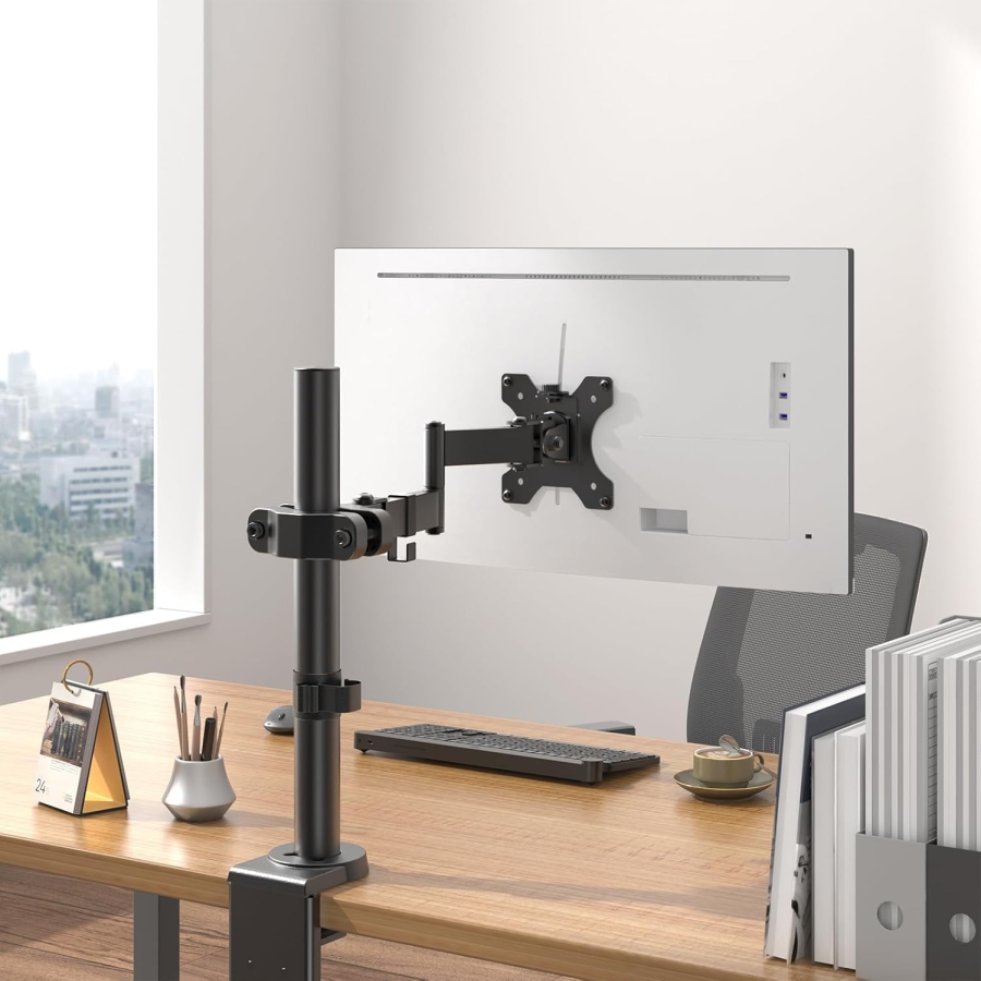 Universal VESA Pole Mount for 17-32 Inch Screens (Ø 28-60 mm) (Flexible Articulating Arm for Expansion – Up to 8 kg Load, Tilt, Swivel & 360° Rotatable.)