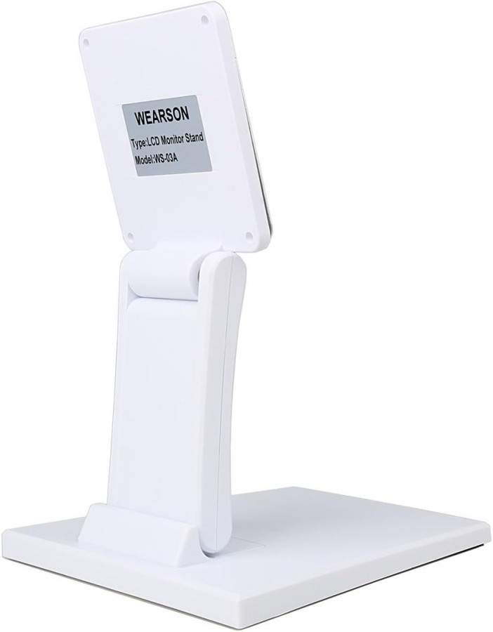 Wearson Adjustable LCD Monitor Stand (White) for 10–24 Inches (Foldable VESA Metal Desk Stand – Ideal for Touchscreens & Monitors up to 10 kg)